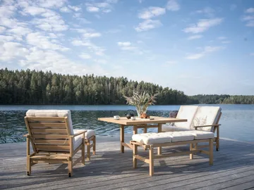 65 Tisch - Teak, 128x120x68 cm - Fri Form