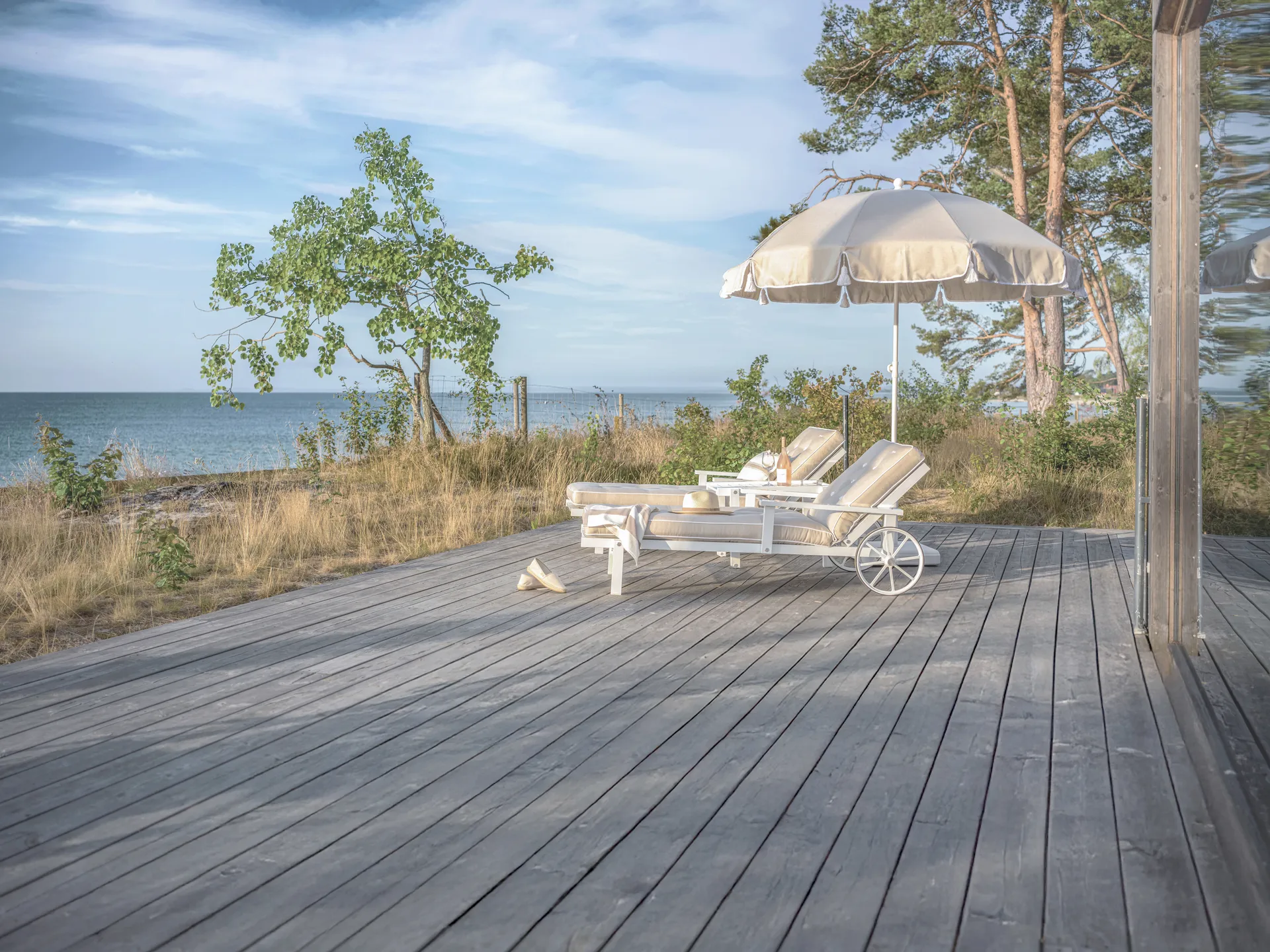 90 Sonnenschirm, Beige, Ø220 cm Fri Form