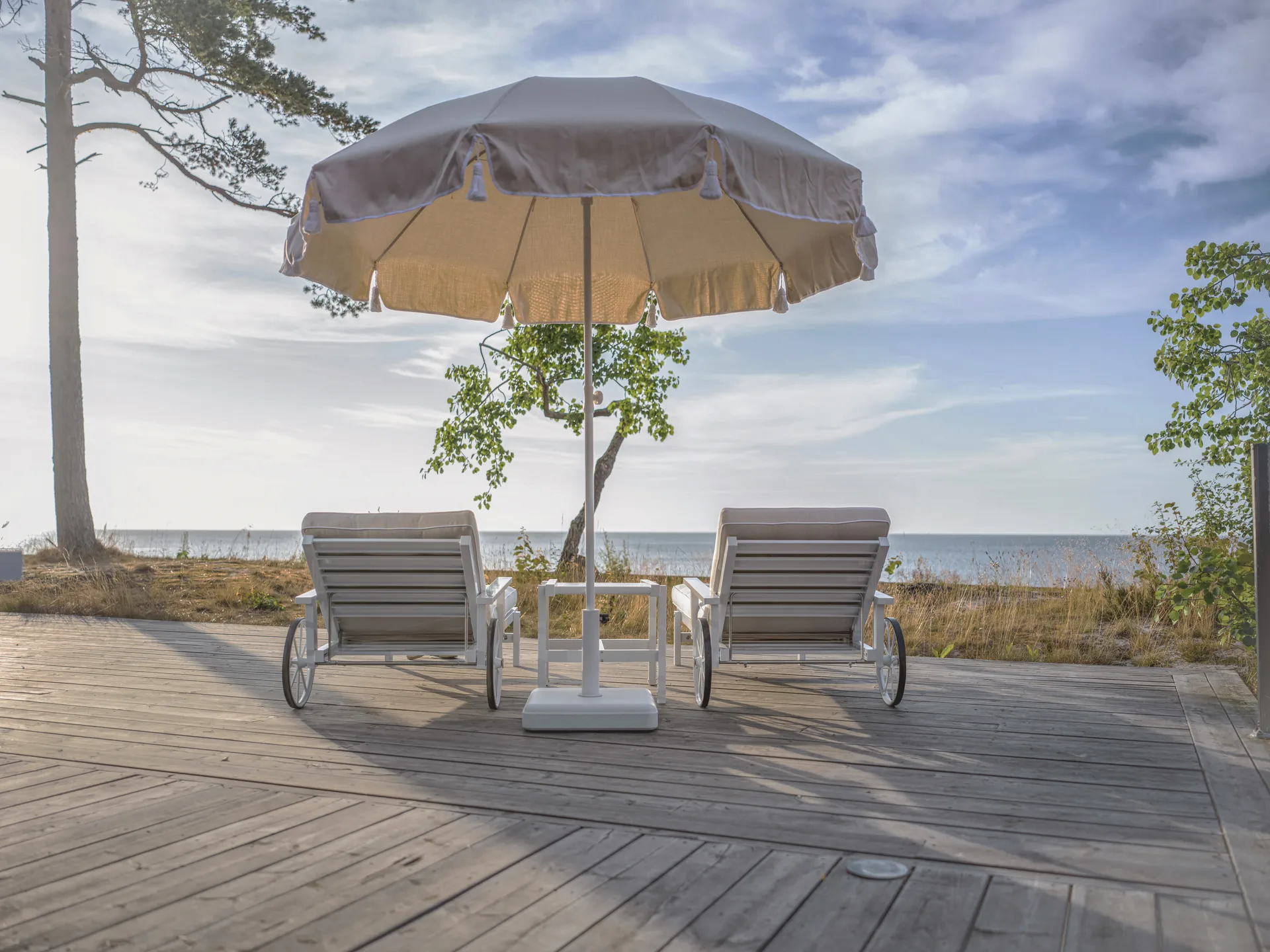 90 Sonnenschirm, Beige, Ø220 cm Fri Form