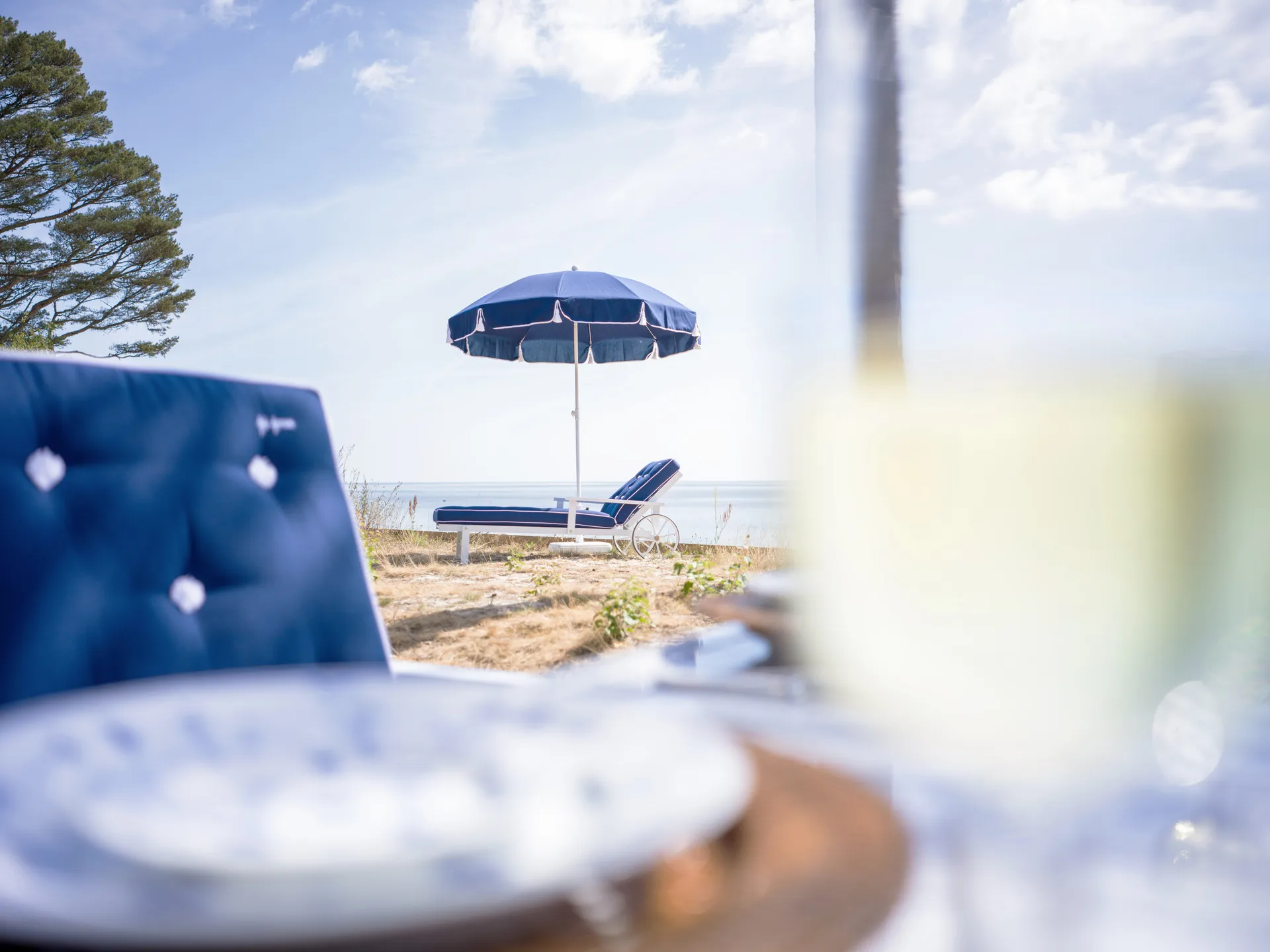 90 Sonnenschirm, Navy blue, Ø220 cm Fri Form