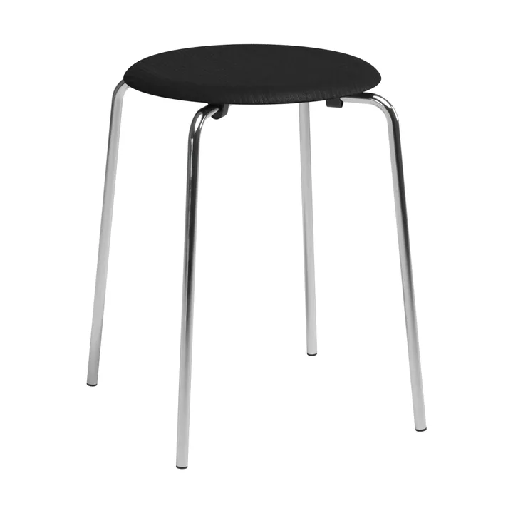 Dot runder Hocker - Esche schwarz-Chrom, Ø32,8x45,5 cm - Fritz Hansen