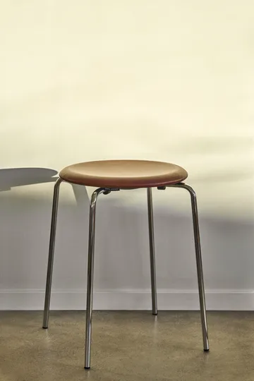 Dot runder Hocker Leder - Chestnut, Ø34x44 cm - Fritz Hansen