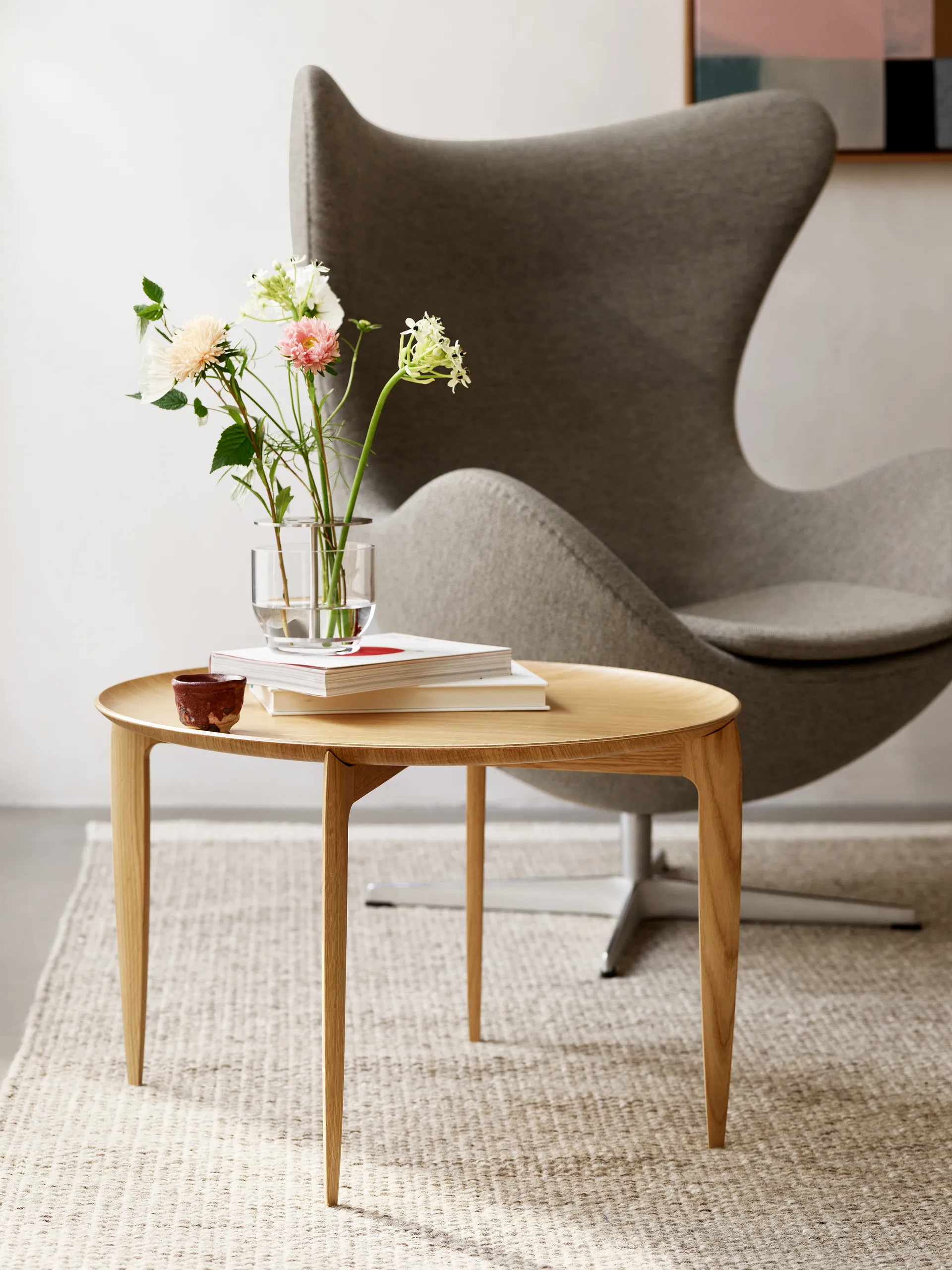 Foldable Tray Table Ø60cm, Oiled oak Fritz Hansen