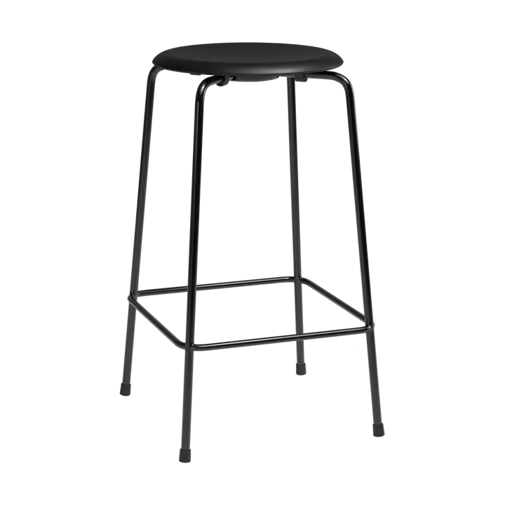 High Dot Barhocker, 4 Beine - Intensiv-Leder schwarz-schwarzer Stahl - Fritz Hansen