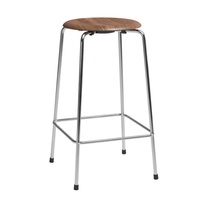 High Dot Barhocker, 4 Beine - Walnuss-Chrom - Fritz Hansen