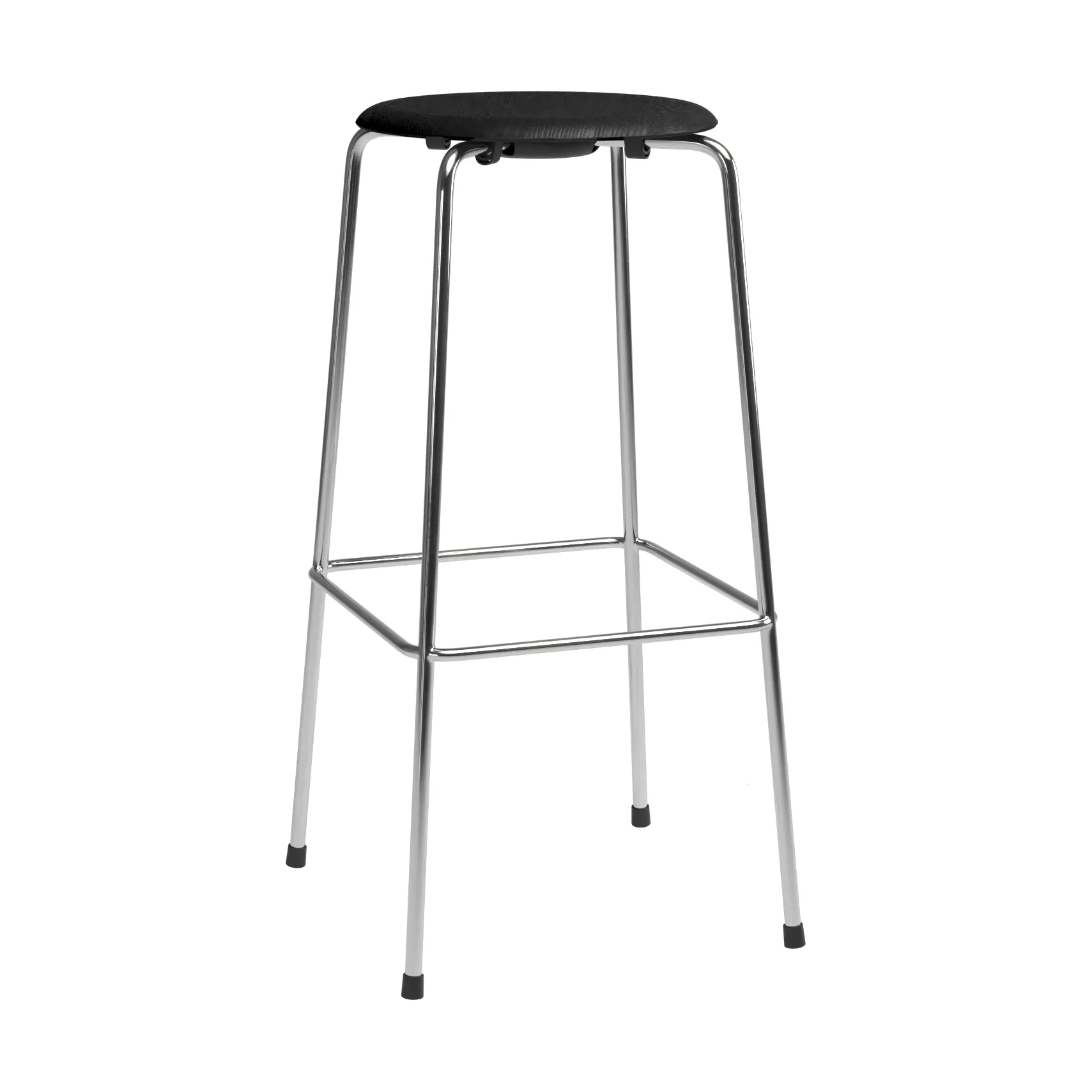 High Dot Barstuhl, Esche schwarz-Chrom Fritz Hansen