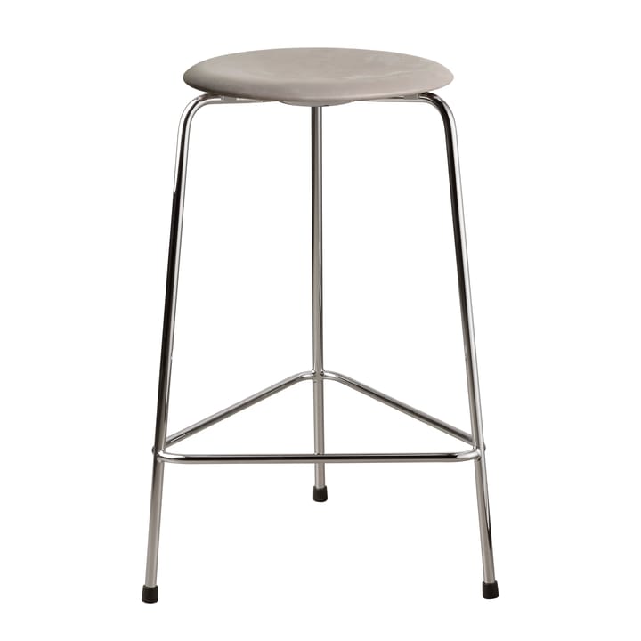 High Dot Hocker Leder - Lava grey-chrome - Fritz Hansen