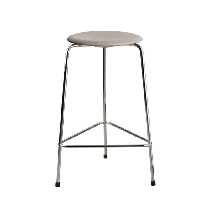 High Dot Hocker Leder, Lava grey-chrome Fritz Hansen