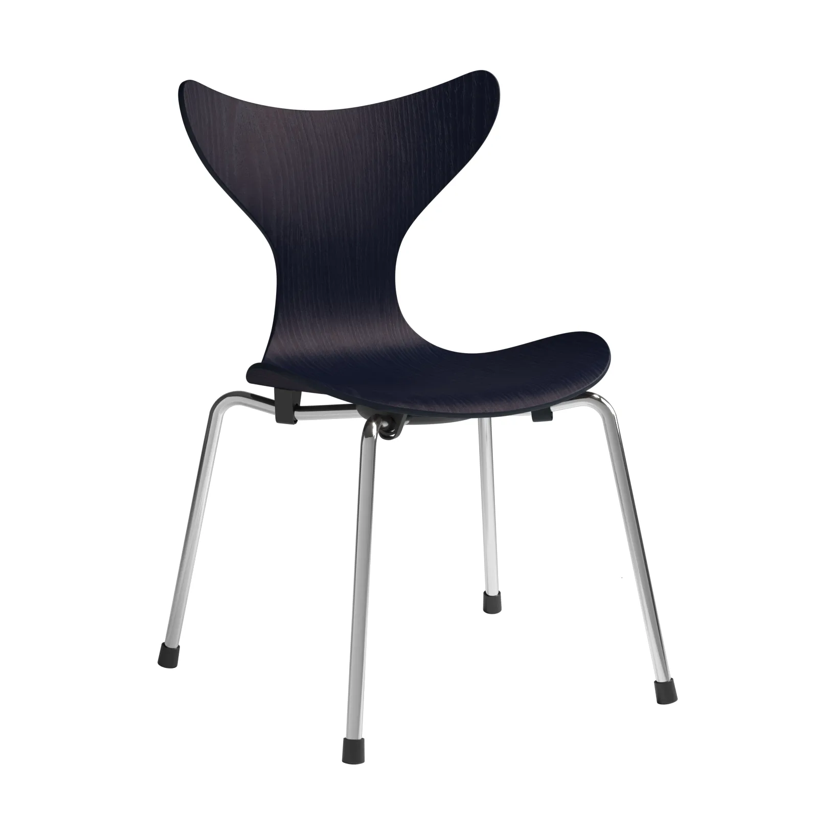 Liljan Kinderstuhl, Midnight blue Esche lackiert-Chrom Fritz Hansen