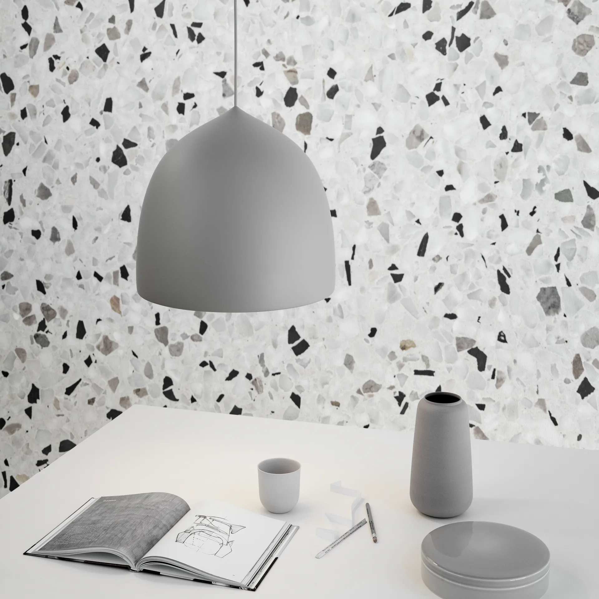 Suspence P1 Pendelleuchte, Light grey Fritz Hansen