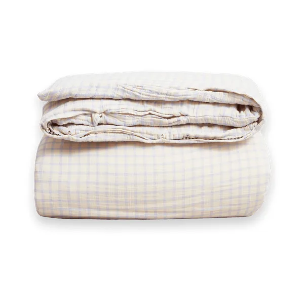Gingham Sky Blue Muslin Bettbezug doppelt - 240x220 cm - Garbo&Friends