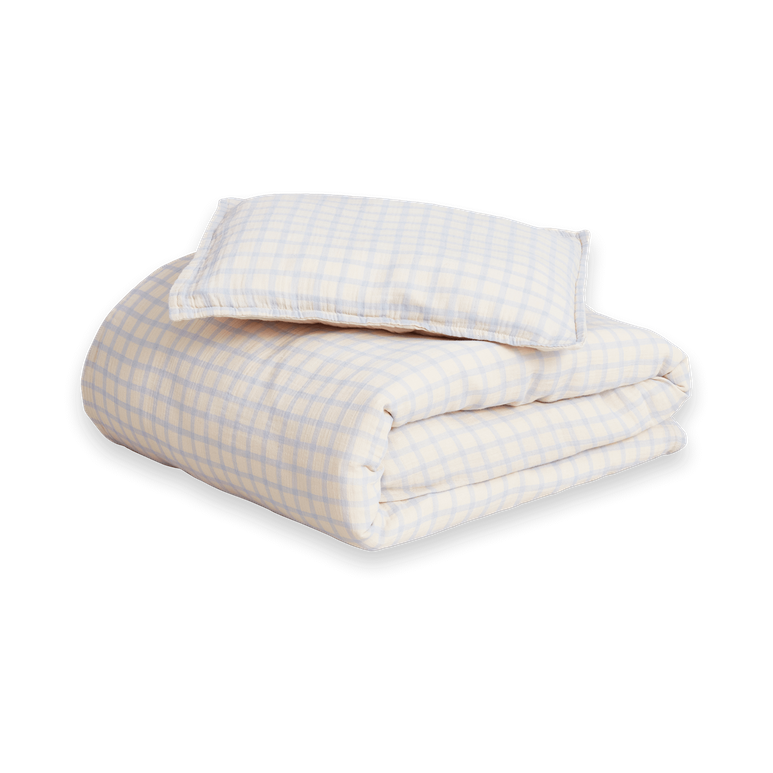 Garbo&Friends Gingham Sky Blue Muslin Bettwäsche Baby 70x80 cm/28x35 cm