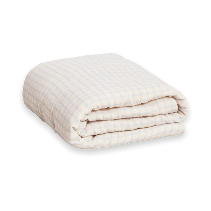 Gingham Sky Blue Muslin gepolsterte Decke, 100x140 cm Garbo&Friends