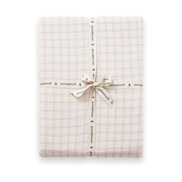 Garbo&Friends Gingham Sky Blue Muslin Spannbettlaken 90x200x30 cm
