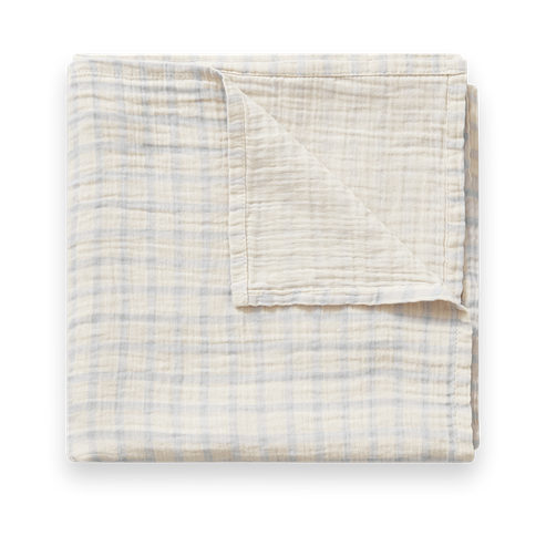 Garbo&Friends Gingham Sky Blue Muslin Wickeltuch 110x110 cm