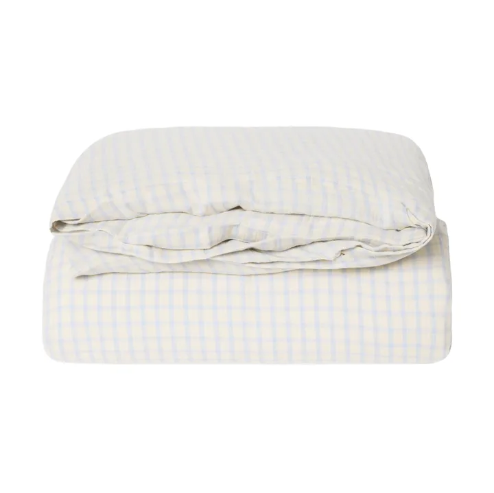 Gingham Sky Blue Musselin Bettbezug - 150x210 cm - Garbo&Friends