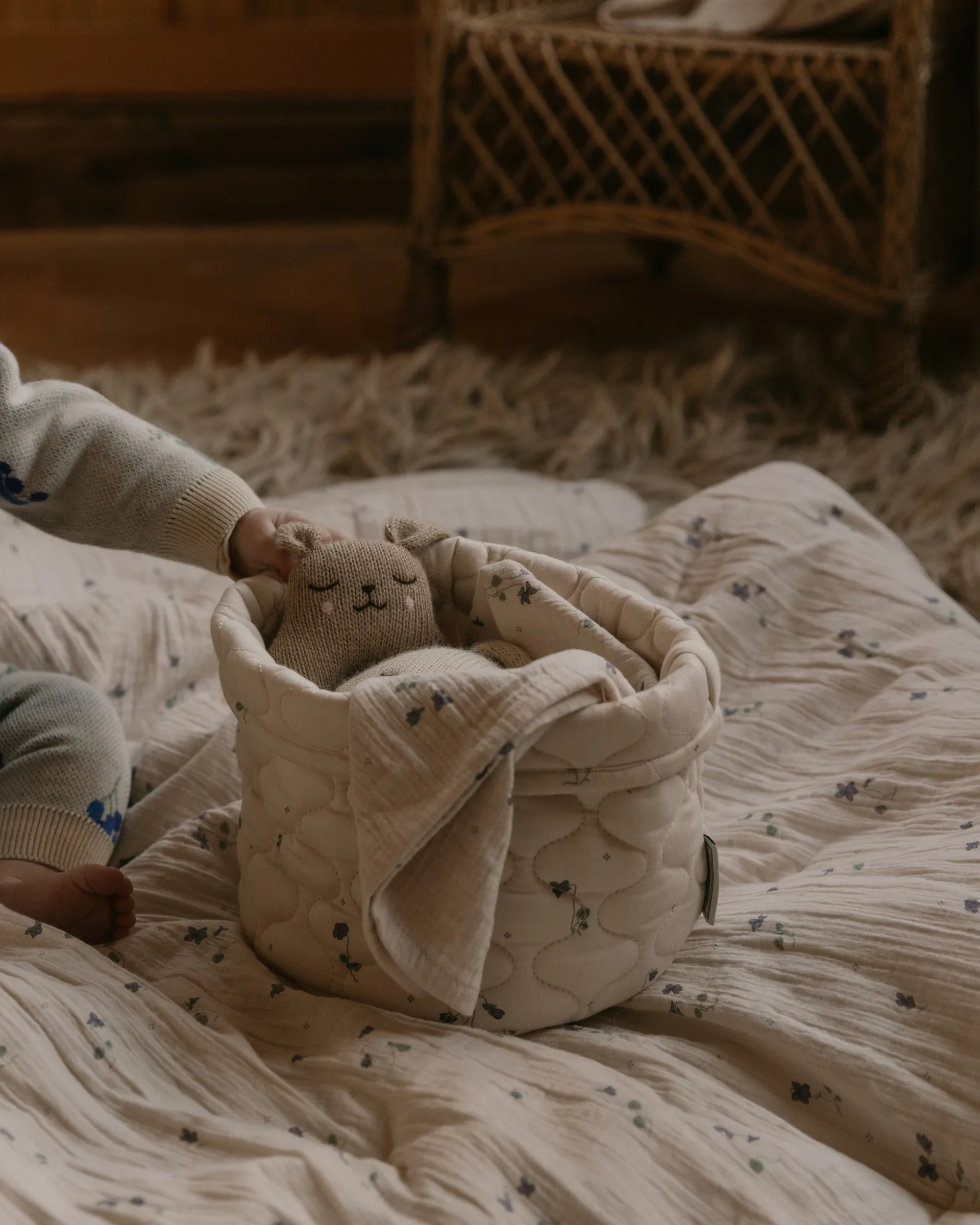 Viola Satin gesteppter Korb 2-teilig, 20xØ20 cm + 30xØ30 cm Garbo&Friends