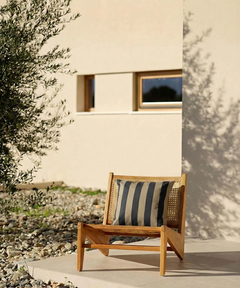 Garden Glory gestreiftes Kissen, Schwarz-Beige, 50x50 cm Garden Glory