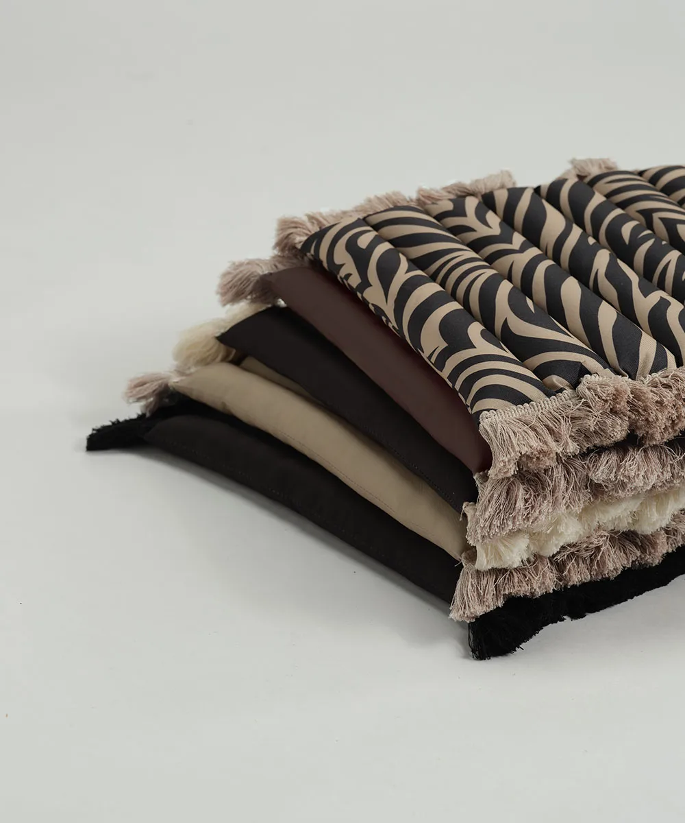 Garden Glory Sitzkissen mit Fransen, Schwarz, Offwhite Frans, 38x40 cm Garden Glory