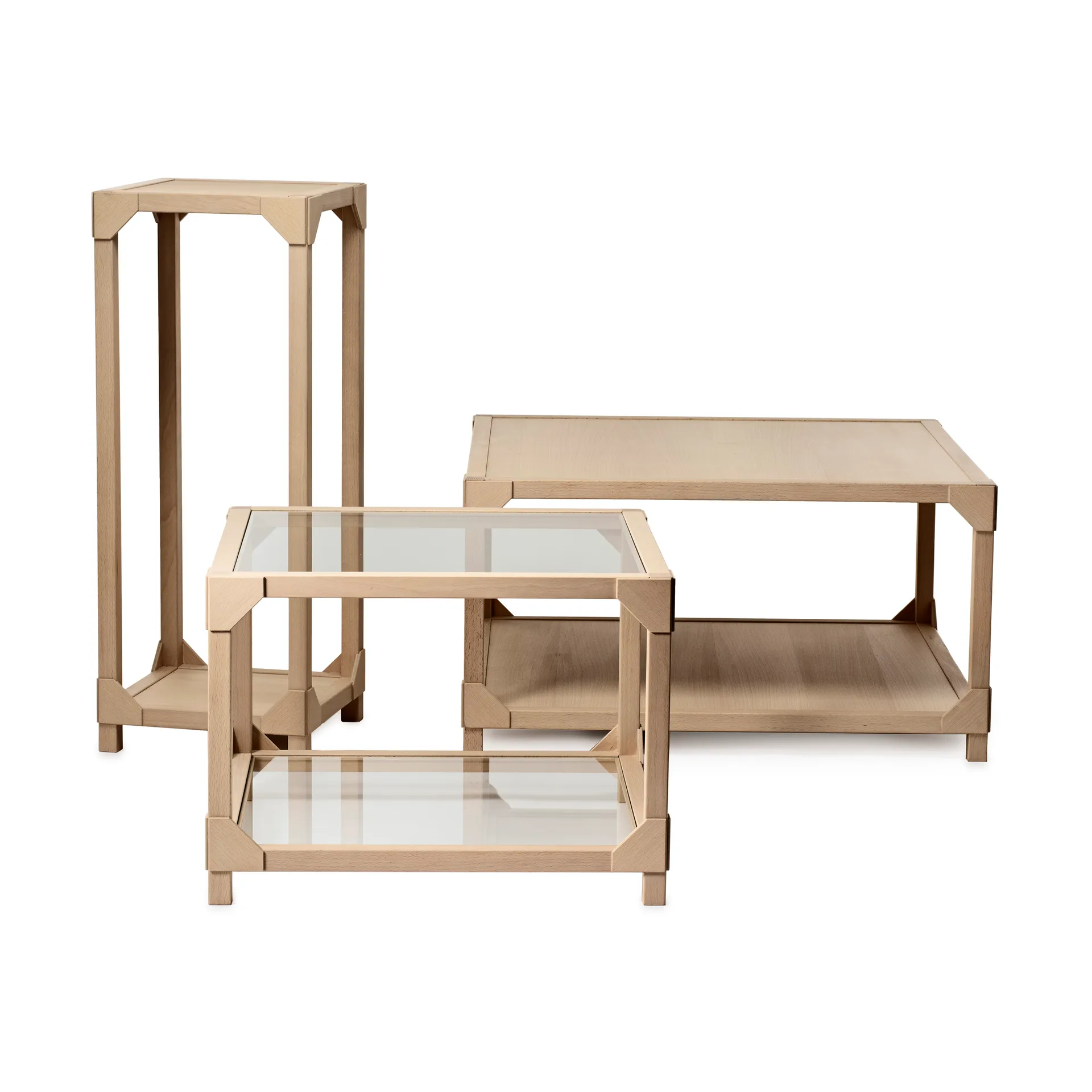 Bleck Couchtisch 55x55 cm Glas, Buche-Natur Gärsnäs