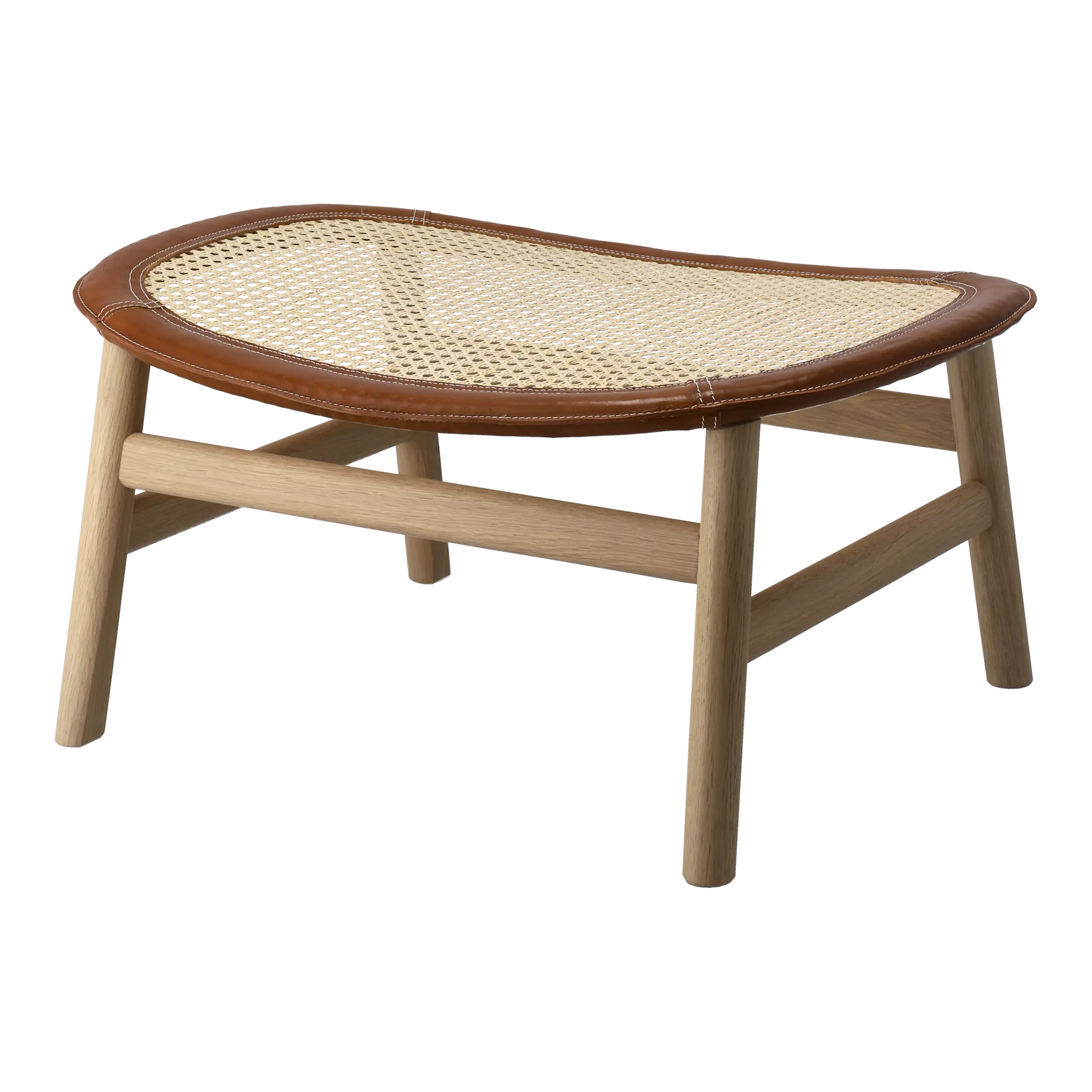 Dandy Fußhocker, Eiche-Natur-Tärnsjö Leder Cognac Gärsnäs