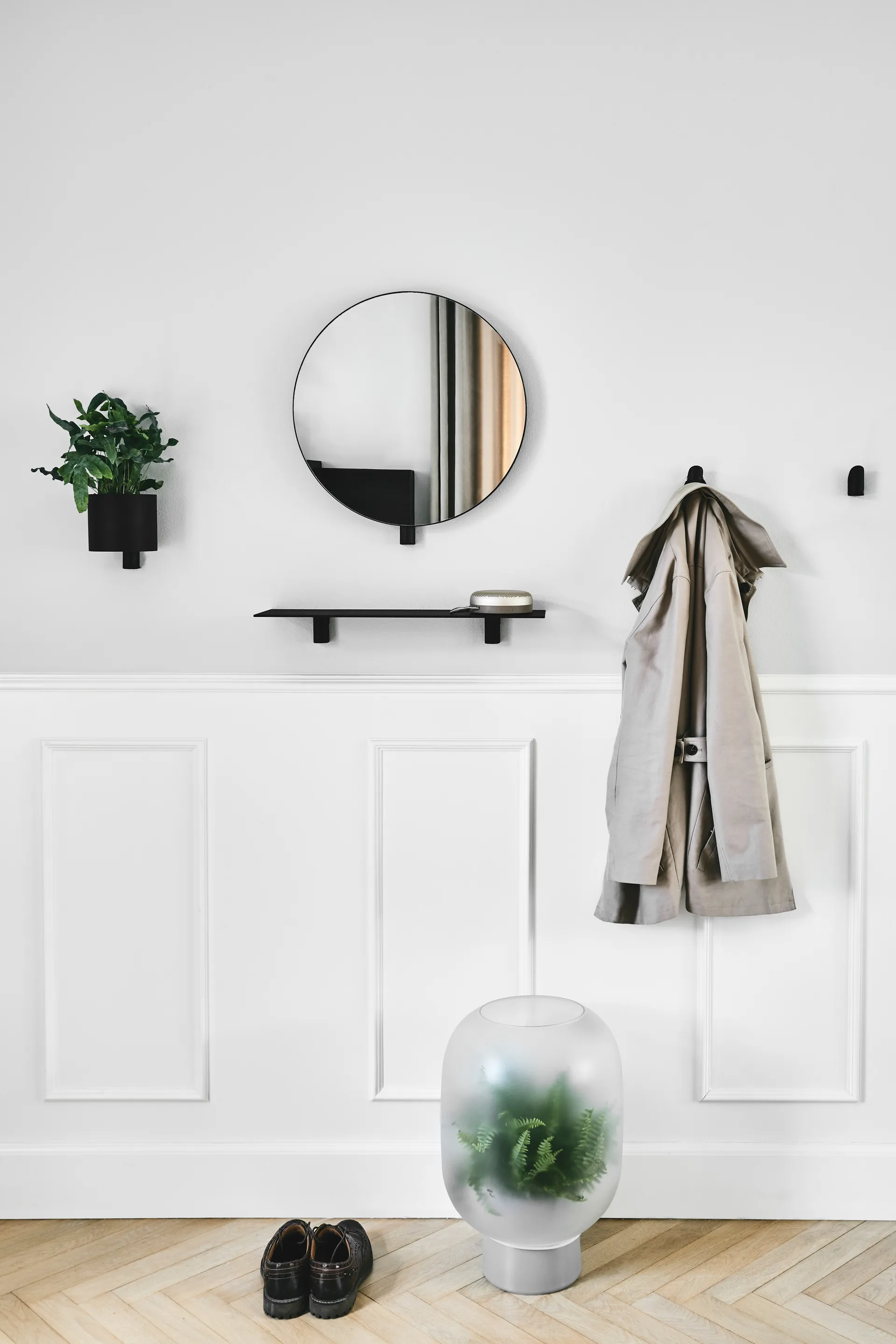 Kollage Blumentopf Ø14cm, Schwarz-Eiche Gejst