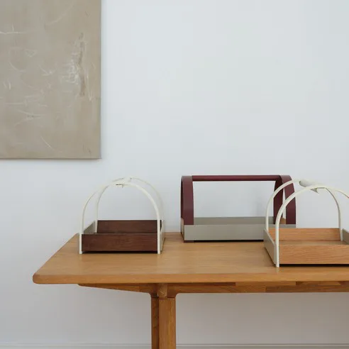 Kydo Tablett mit Griff 40,5x27x23,5 cm, Eiche-Beige white Gejst