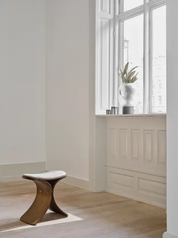 Luno Hocker 48x28x72 cm - Dunkle Eiche-dunkelbeiger Textil - Gejst