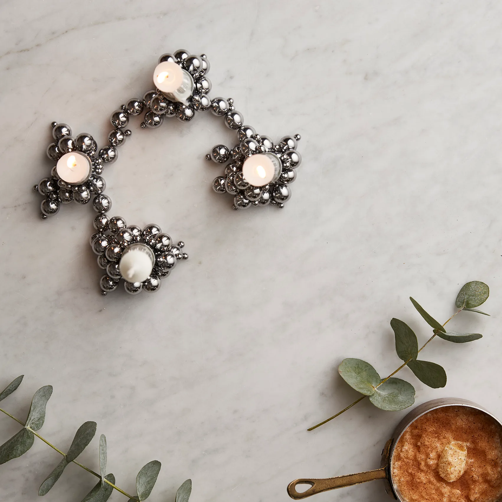 Molekyl Kerzenhalter 4, Chrom Gejst