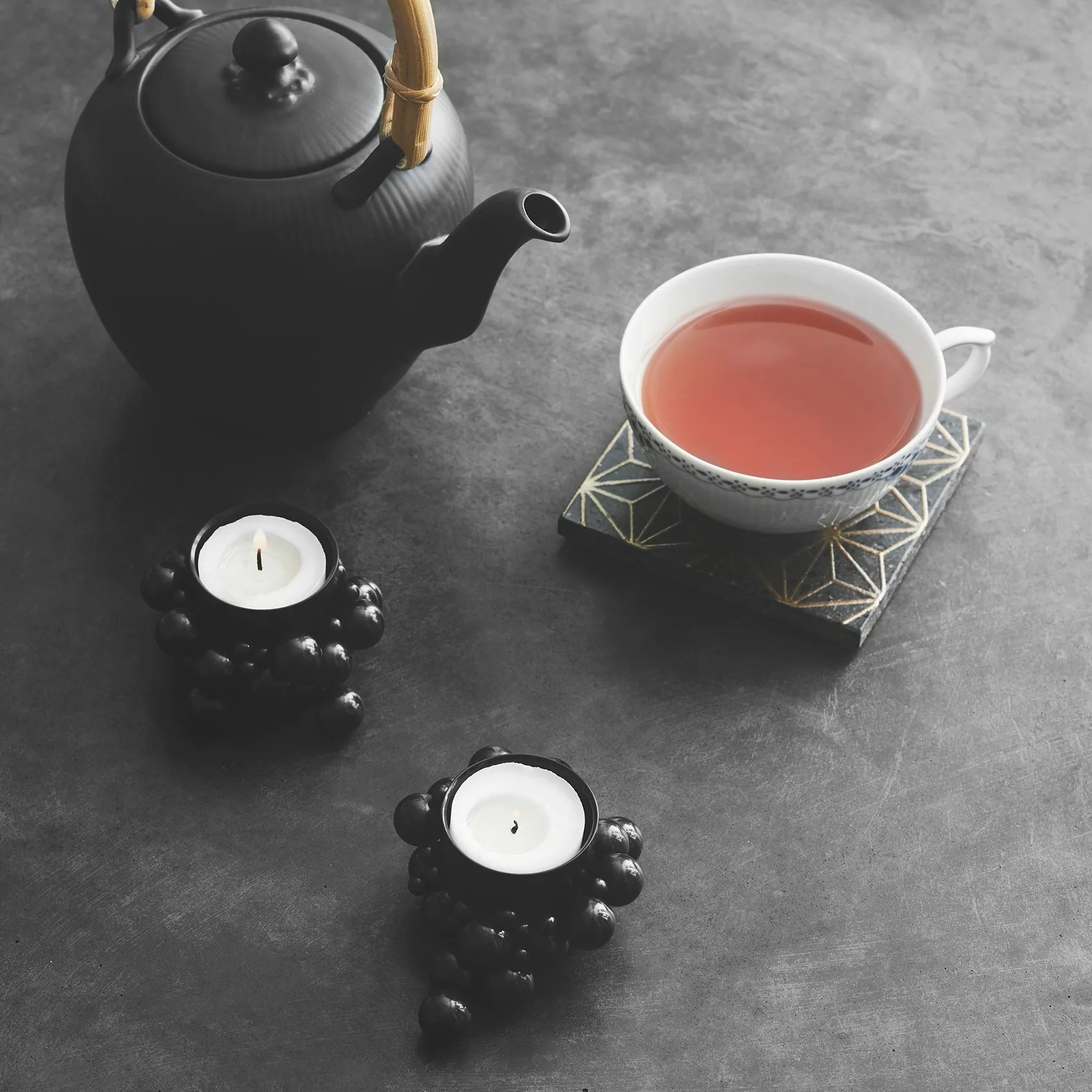 Molekyl Windlicht, Schwarz Gejst