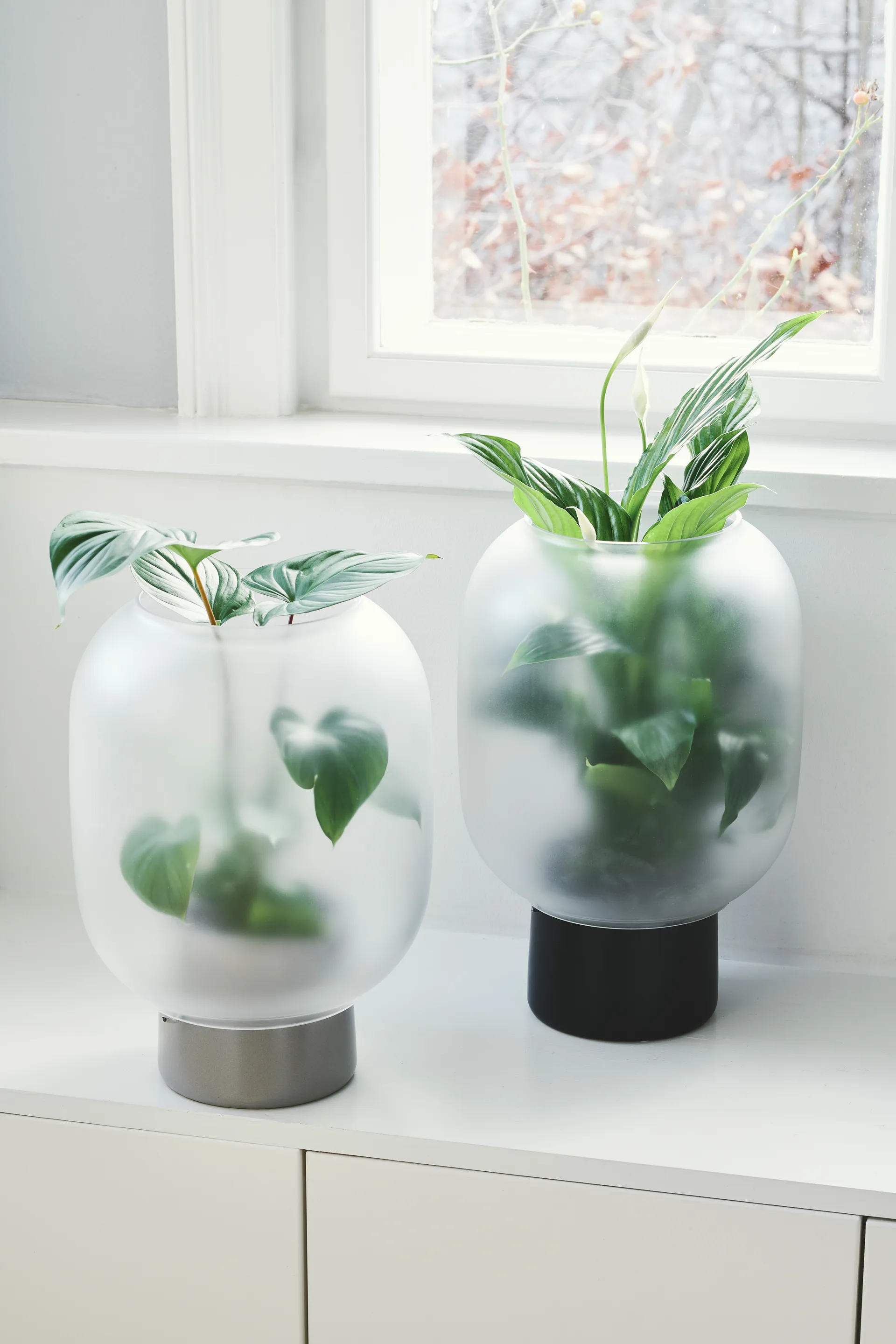 Nebl Blumentopf mit gefrostetem Glas Ø26cm, Grau Gejst