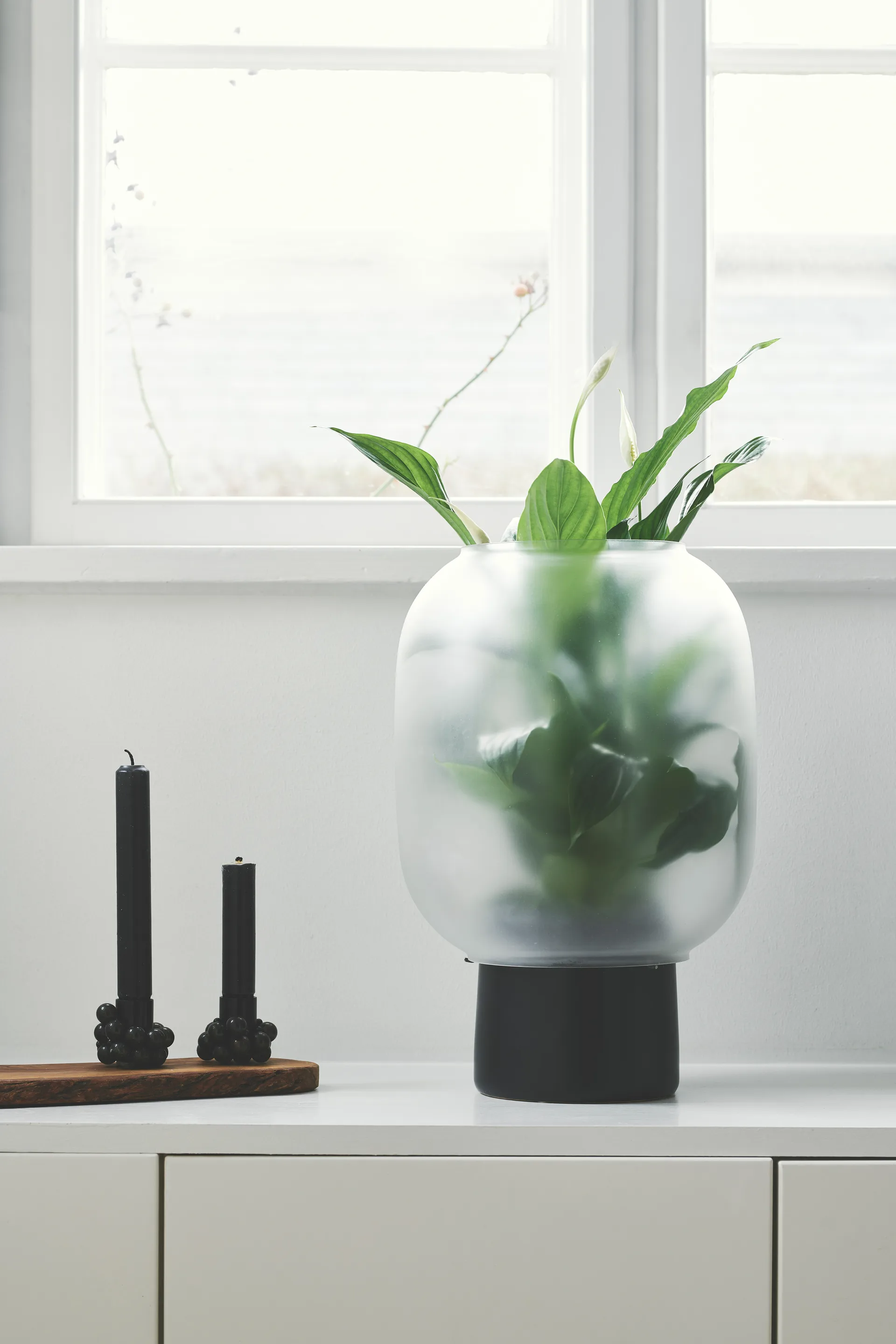 Nebl Blumentopf mit gefrostetem Glas Ø26cm, Schwarz Gejst