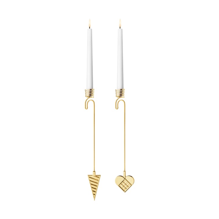 2025 Kerzenhalter für Weihnachtsbaum Kegel & Herz - Goldplattierte Zinklegierung - Georg Jensen