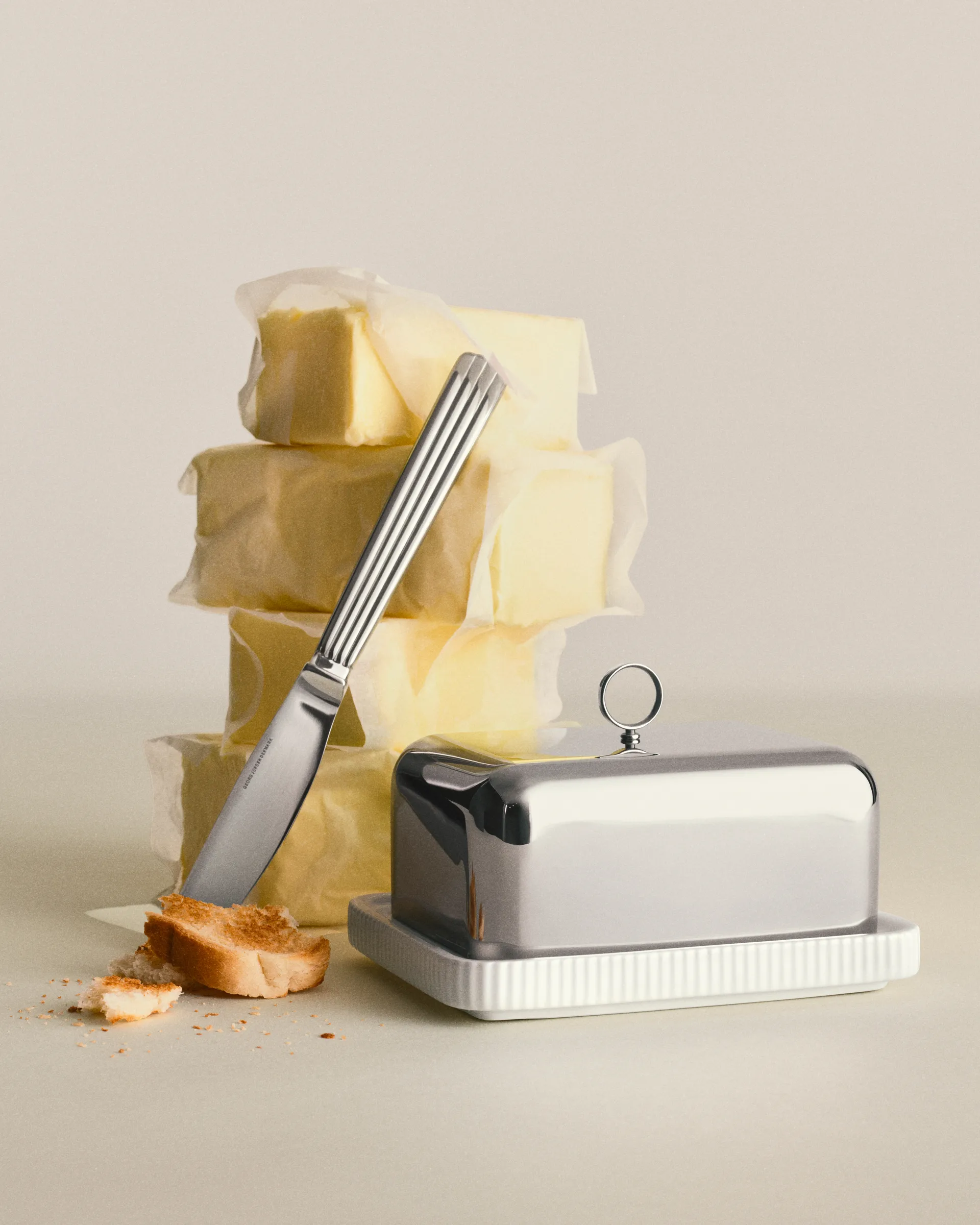 Bernadotte Butterdose 11,2x14,7 cm, Edelstahl Georg Jensen