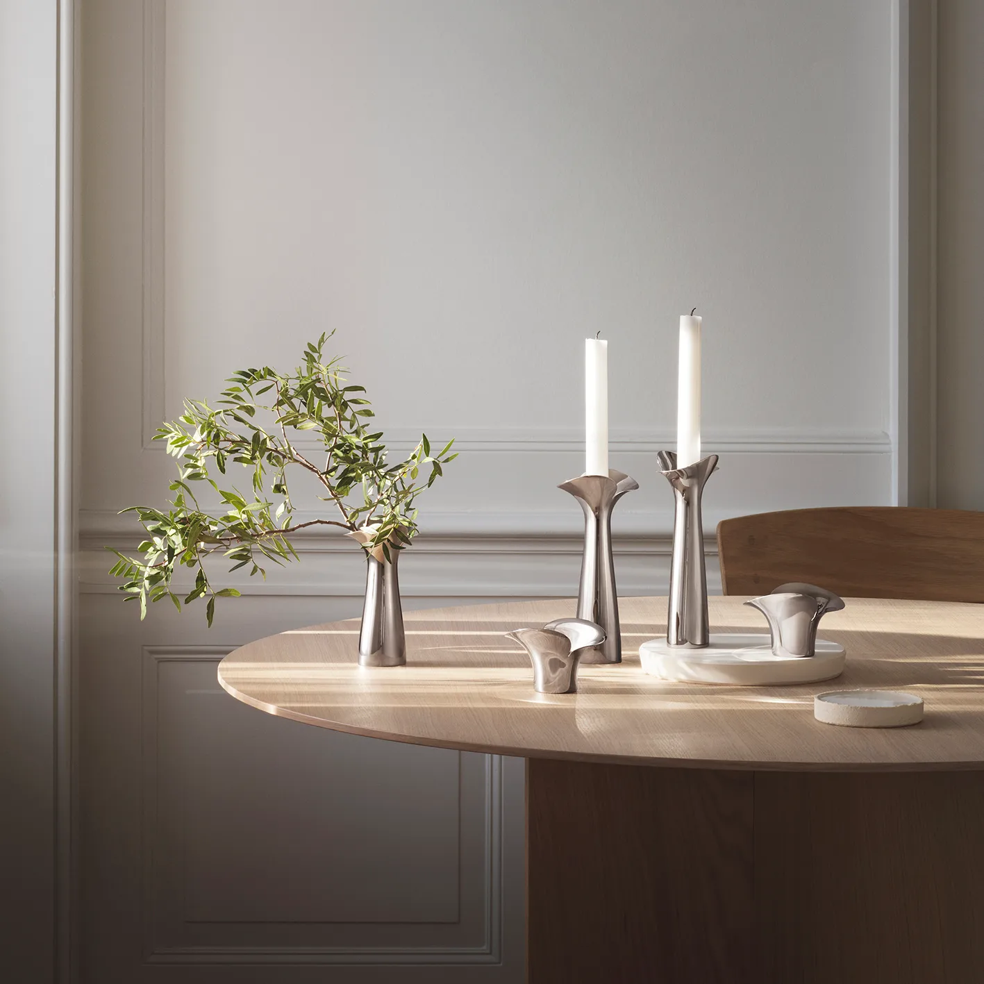 Bloom Botanica Windlicht 2er Pack, Edelstahl Georg Jensen
