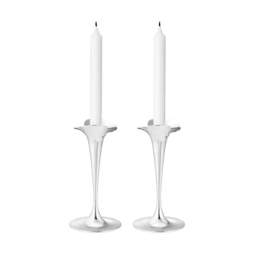 Bloom Kerzenhalter für Stabkerzen - Edelstahl, klein, 2er-Pack - Georg Jensen