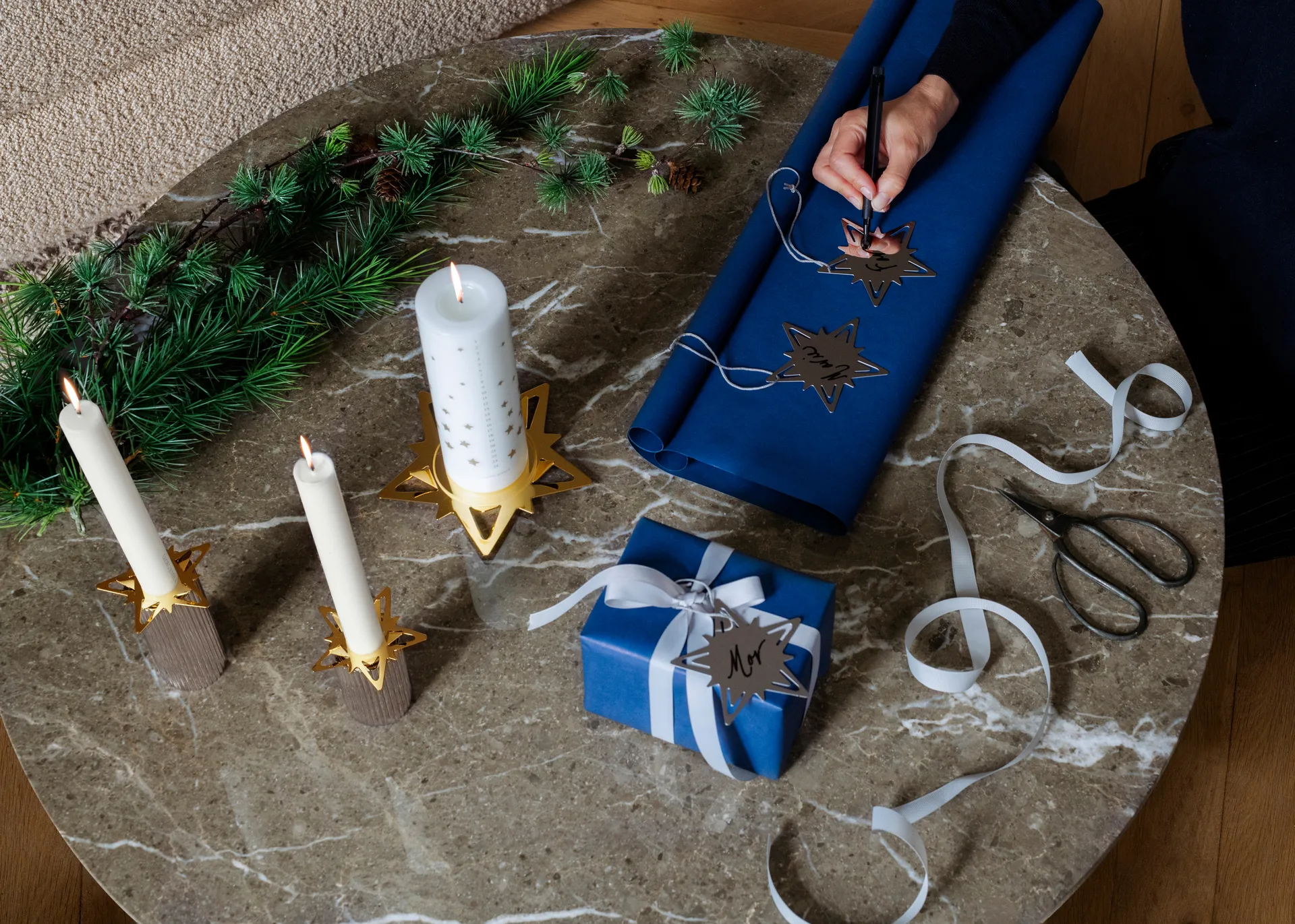 Classic christmas Kerzenmanschetten Stern 2er Pack, Gold Georg Jensen