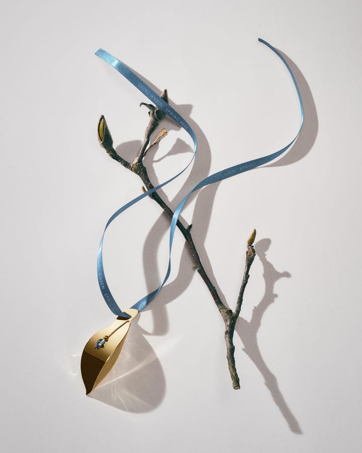 Spring 2025 Dekorations Blatt Osteranhänger, Vergoldeter Edelstahl Georg Jensen