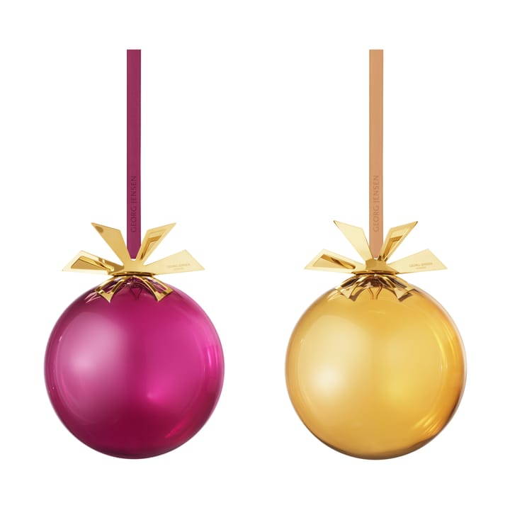 Weihnachtsbaumkugeln Glas 2-teilig, 2025 - Gold-Bordeaux - Georg Jensen
