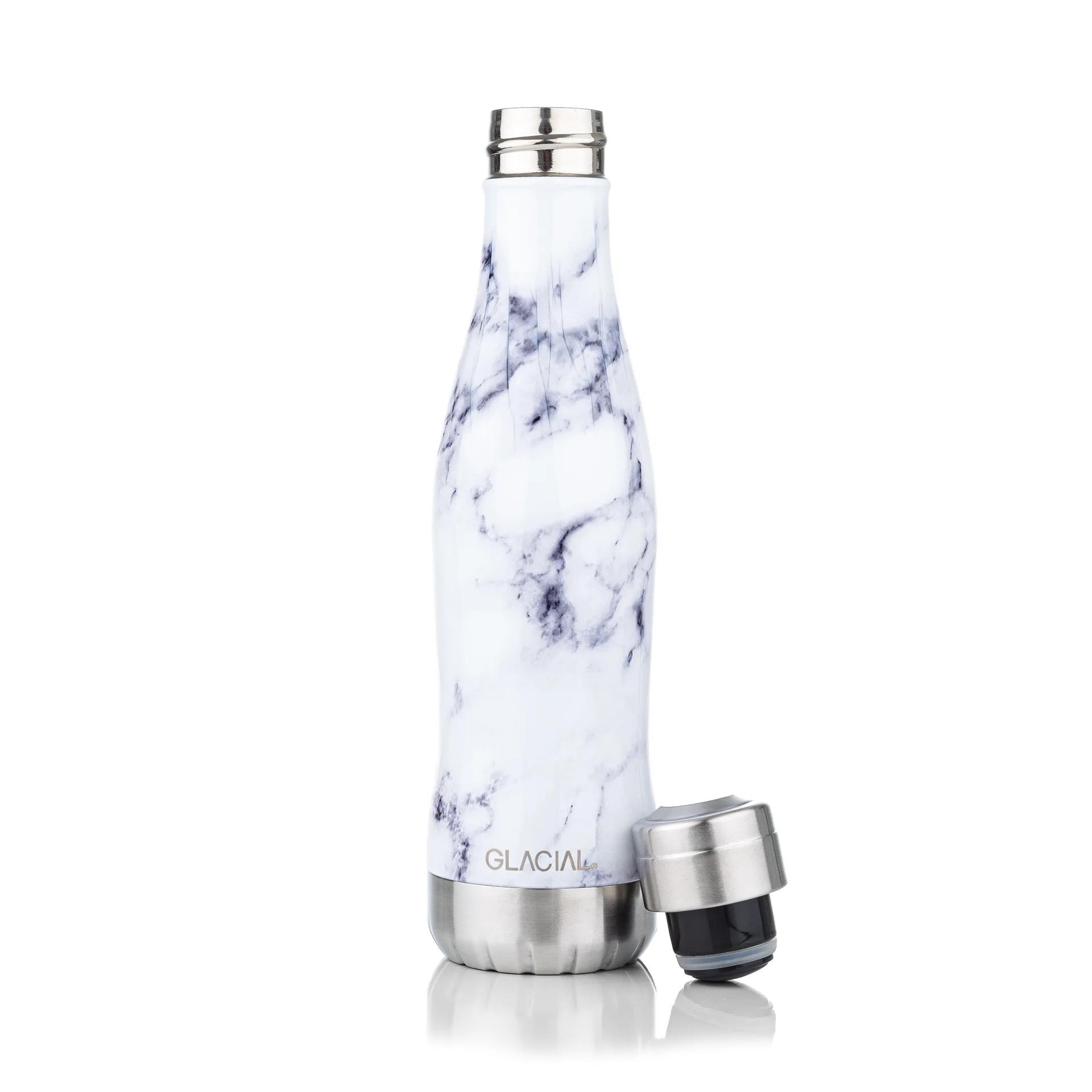 Glacial Wasserflasche 400 ml, White marble Glacial