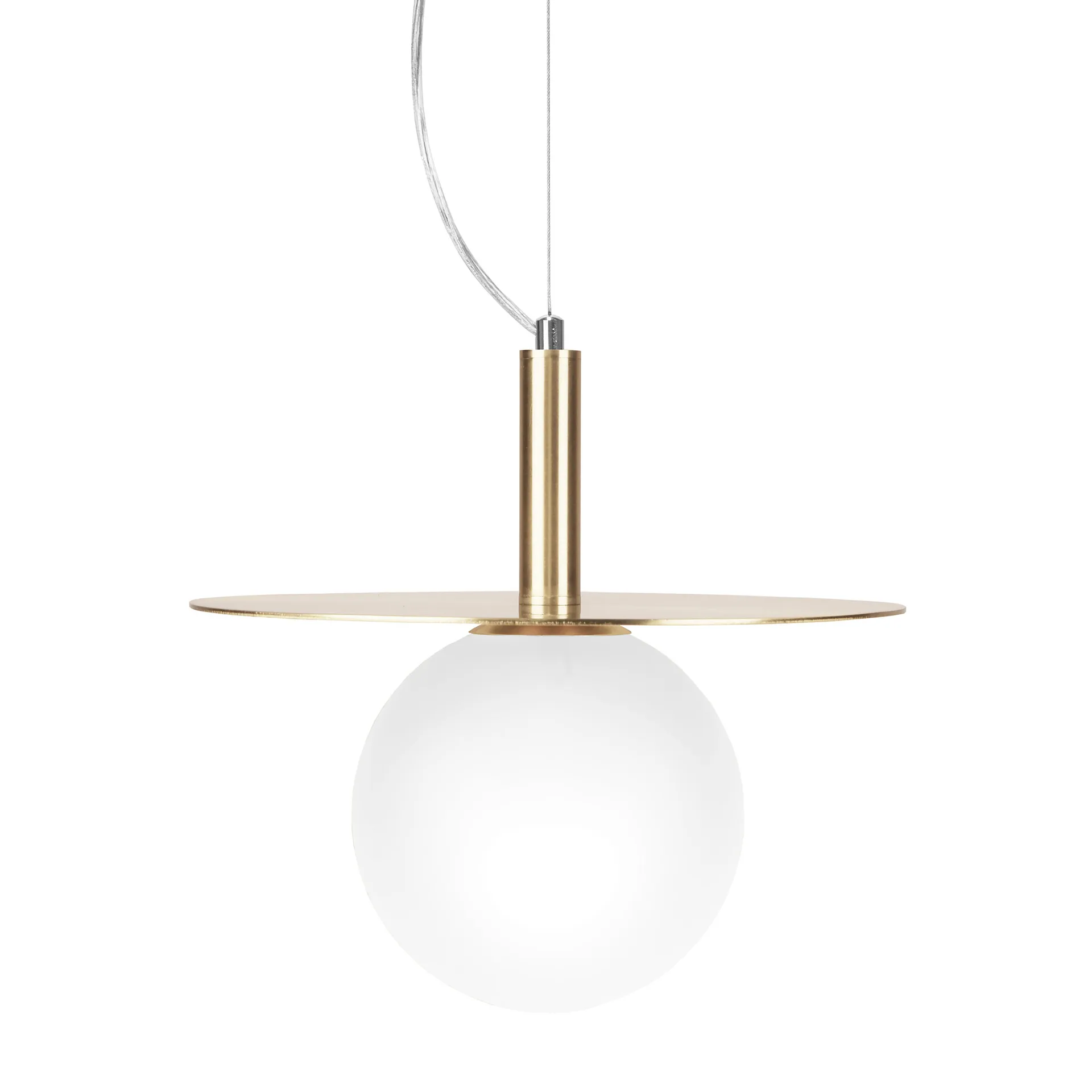 Art Deco Pendelleuchte, Messing-Opalglas Globen Lighting