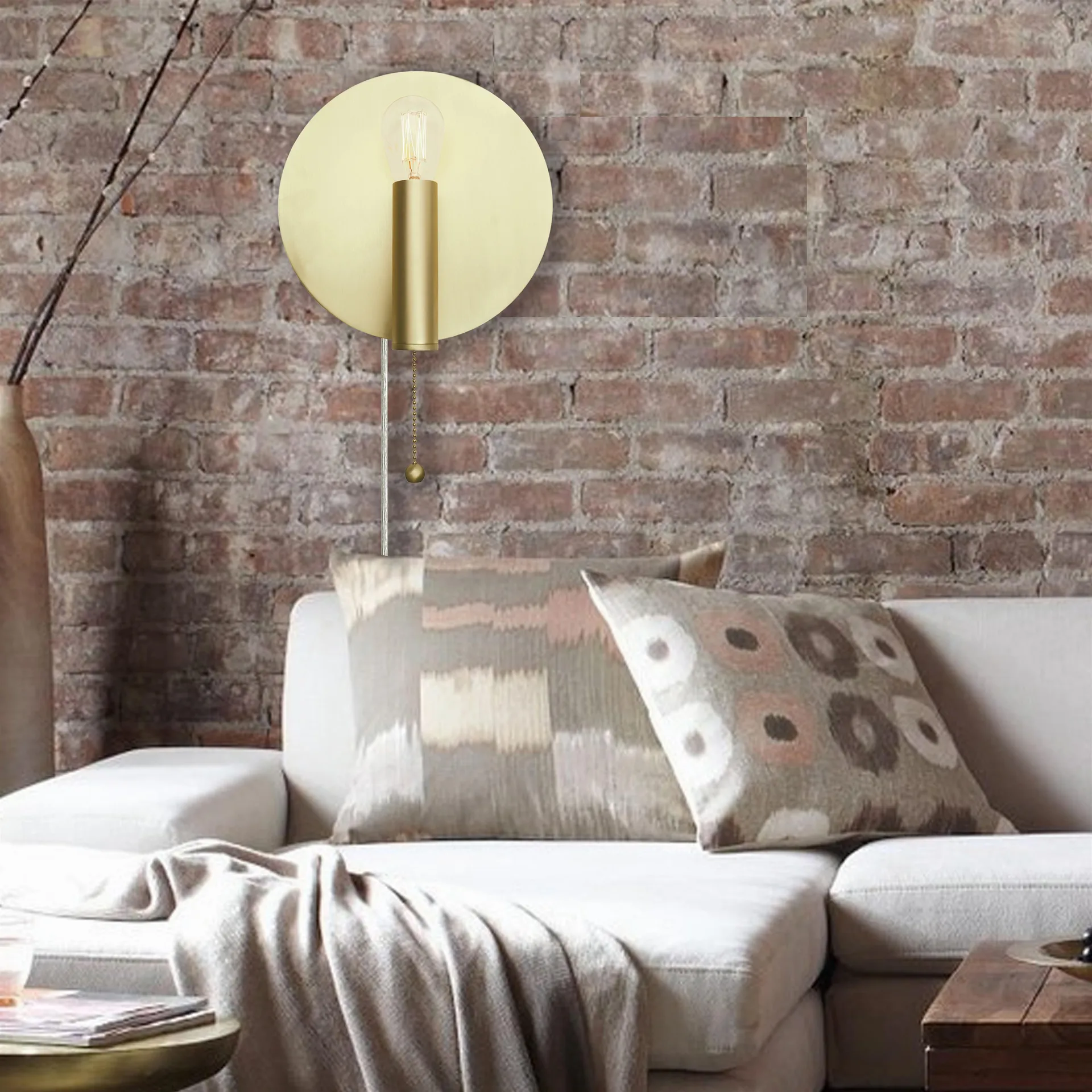 Art Deco Wandleuchte, Messing gebürstet Globen Lighting