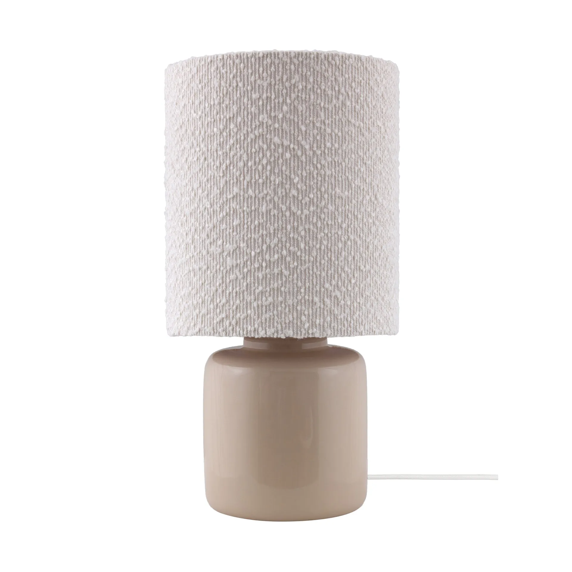 Florian Tischleuchte, Weiß Bouclé/Beige, Ø20x39 cm Globen Lighting
