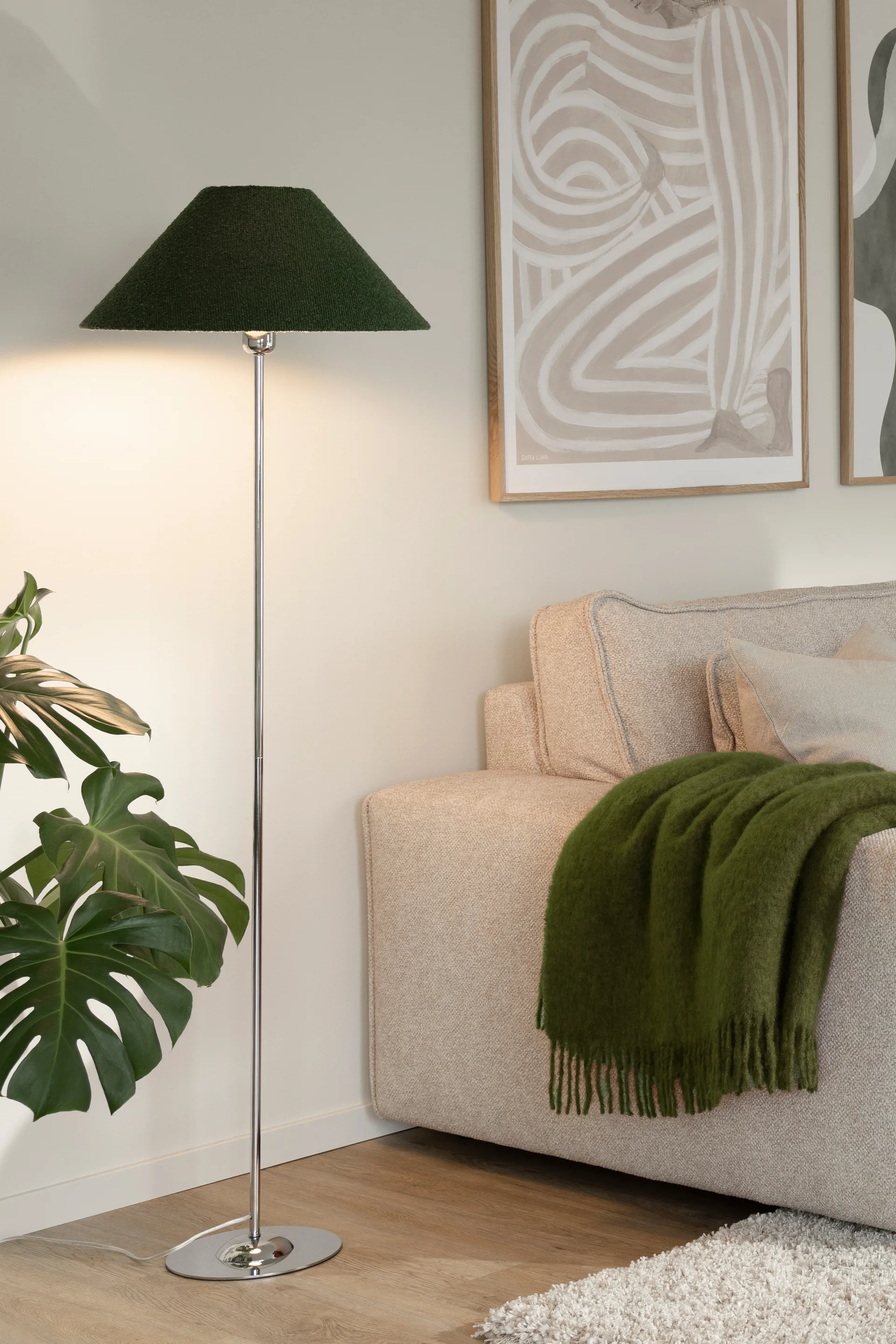 Iris 45 Lampenschirm, Bouclé moosgrün Globen Lighting