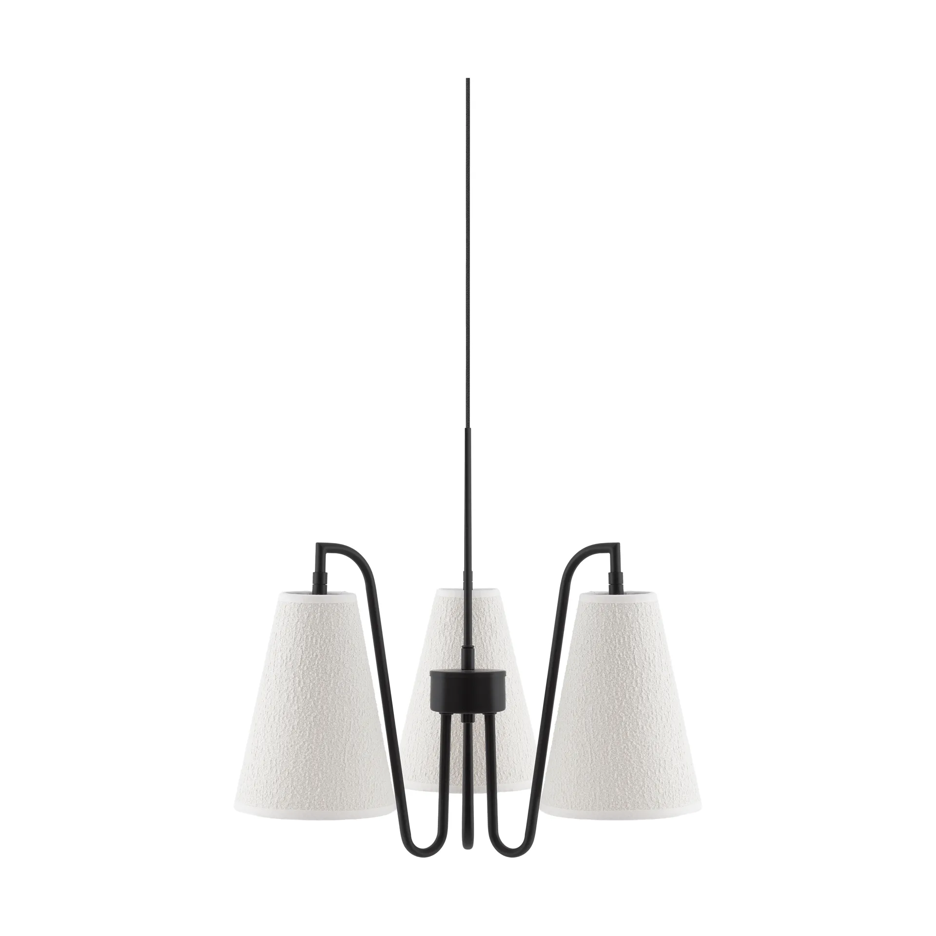 Lou Pendelleuchte, 3, Weiß Bouclé-Schwarz, 46x46 cm Globen Lighting