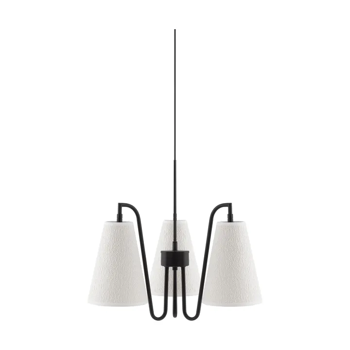 Lou Pendelleuchte - 3, Weiß Bouclé-Schwarz, 46x46 cm - Globen Lighting
