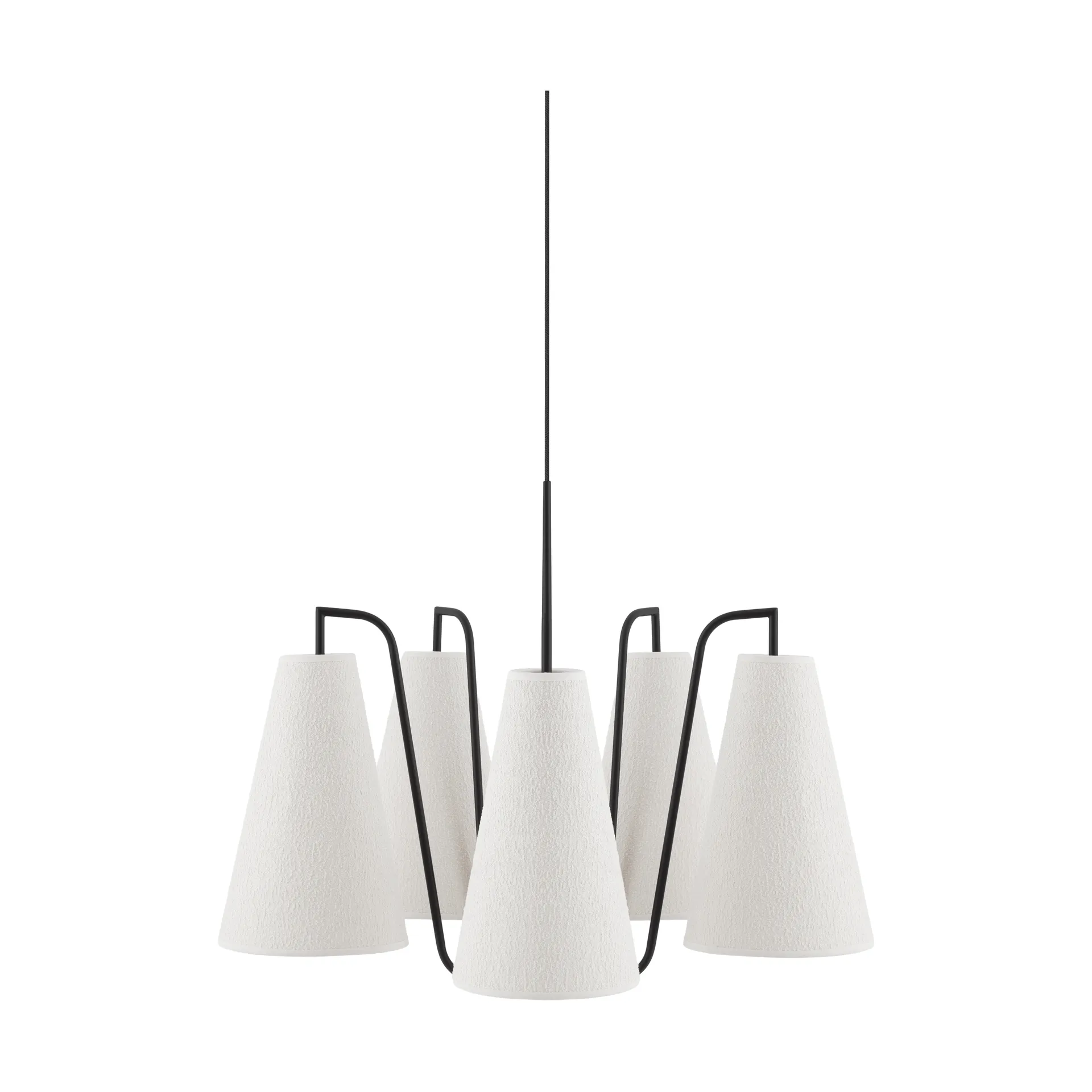 Lou Pendelleuchte, 5, Weißer Bouclé-Schwarz, 67x67 cm Globen Lighting