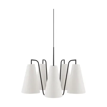 Lou Pendelleuchte - 5, Weißer Bouclé-Schwarz, 67x67 cm - Globen Lighting