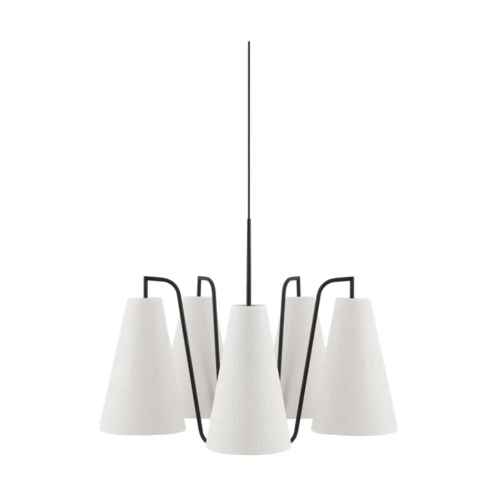 Lou Pendelleuchte - 5, Weißer Bouclé-Schwarz, 67x67 cm - Globen Lighting