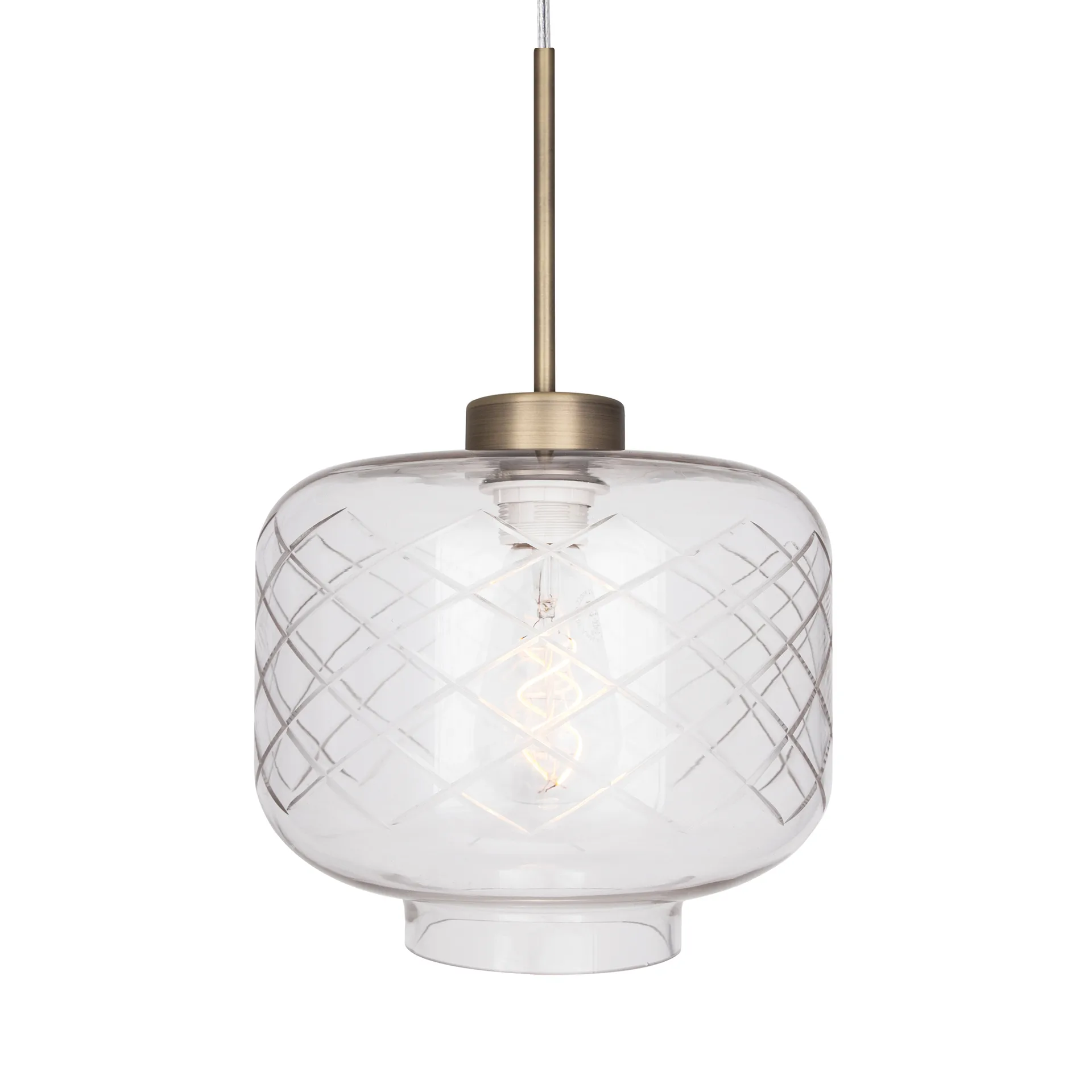 Ritz Pendelleuchte Mattglas, Antik Messing Globen Lighting